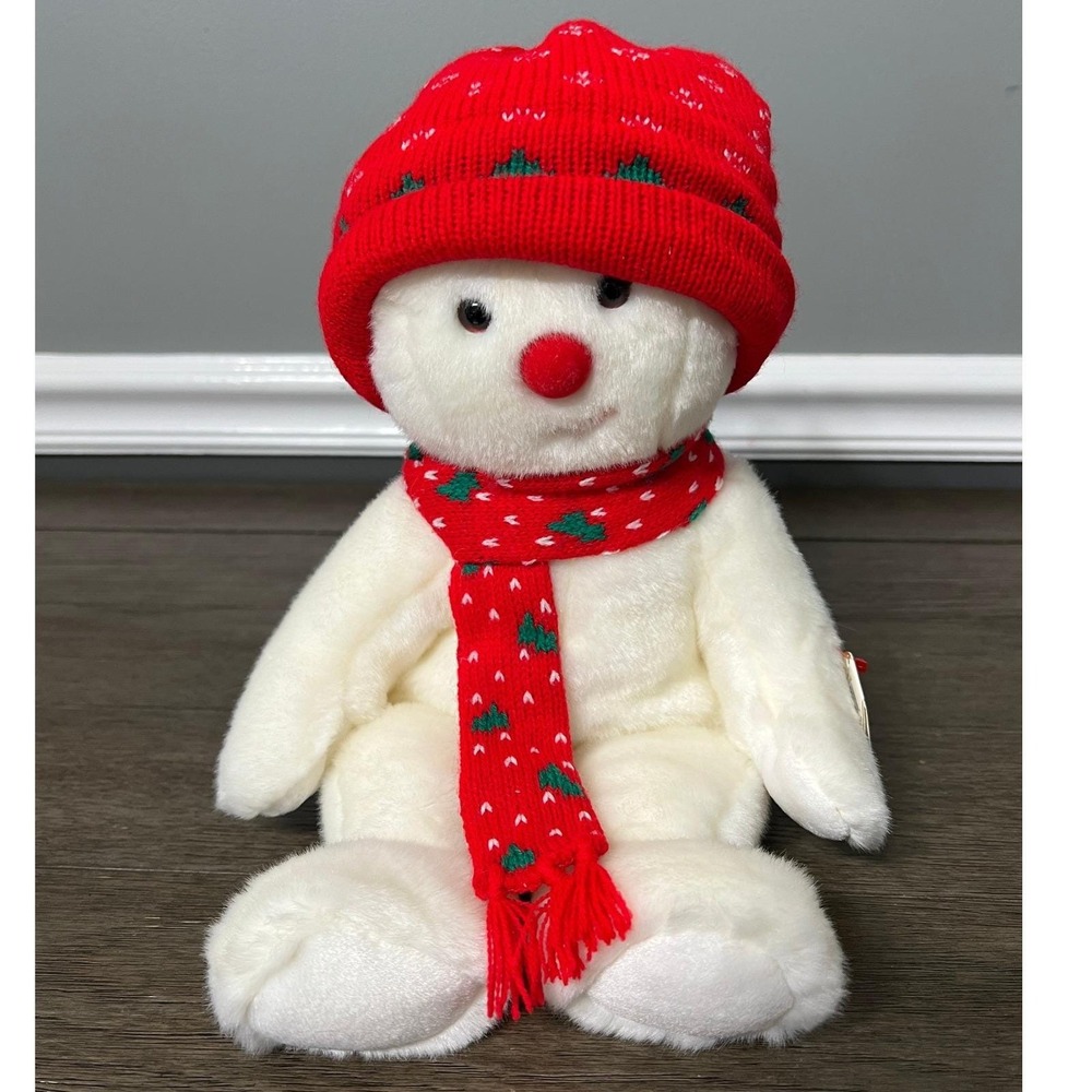 Ty Snowboy Beanie Buddy Christmas Holiday Plush Snowman Red Hat Scarf New w Tags